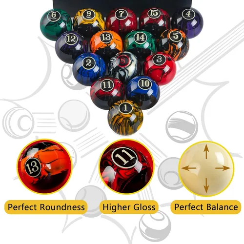 Vista 4 de Billmart - Accesorios de Mesa de Billar de Bolas de Pool Premium, 2-1/4" Tamaño Regulación, Juego de 16 Bolas de Billar Premium, Regulation