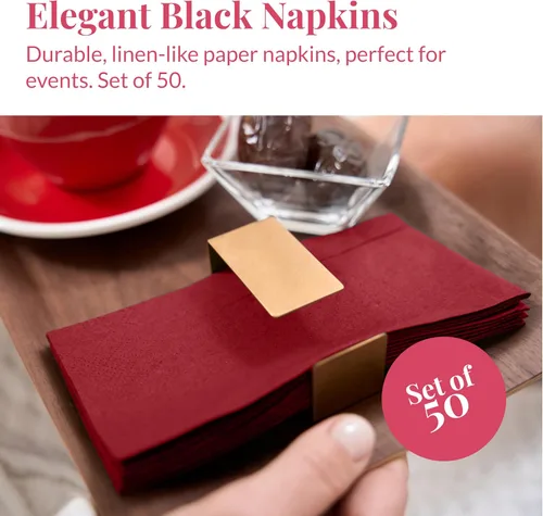 Vista 2 de Prestee Servilletas rojas para mesa, desechables, toallas de mano de papel suaves y absorbentes para cenas y todo tipo de eventos, servilletas