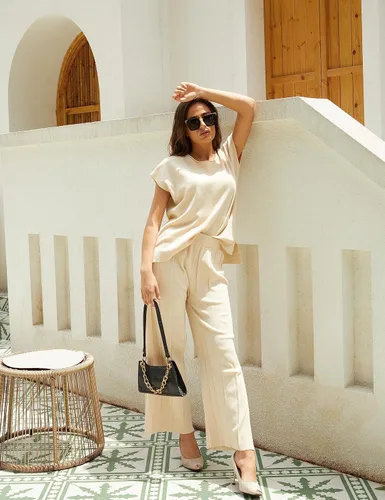 Vista 2 de Conjuntos de 2 piezas para mujer, conjuntos de suéter, chaleco de punto, pantalones de cintura elástica