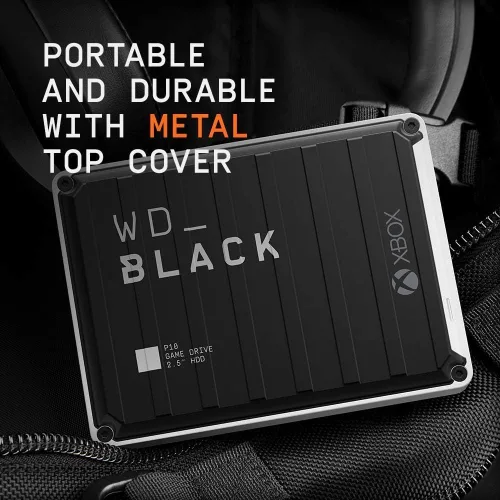 Vista 6 de WD_BLACK P10 Game Drive - Disco duro externo portátil para Xbox, con 1 mes de Xbox Game Pass, 5TB, WDBA5G0050BBK-WESN