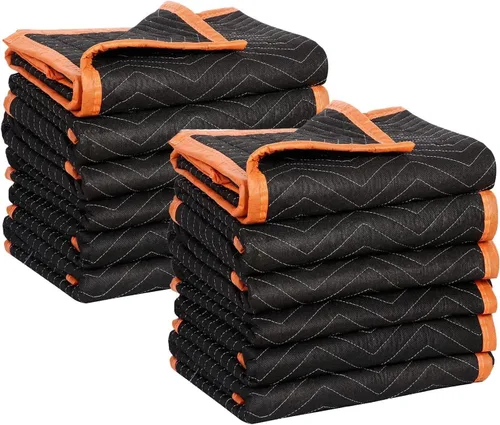 SIMPLI-MAGIC 79523 - Mantas de mudanza acolchadas resistentes, negro/naranja, 72 x 80 pulgadas, paquete de 12