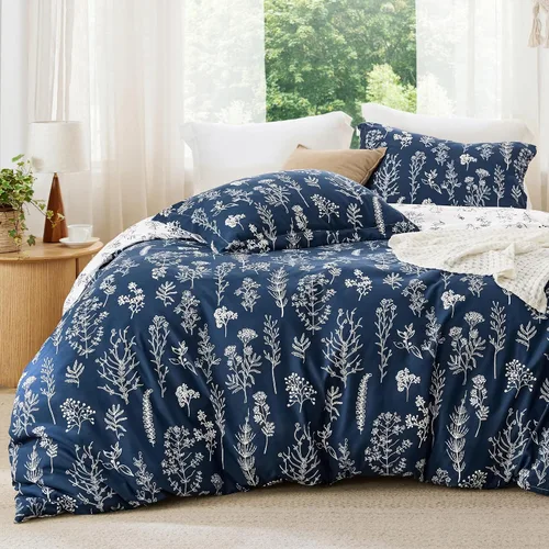 Vista 35 de Bedsure - Juego de edredón floral lindo, juego de ropa de cama tamaño King 04 - Gris claro