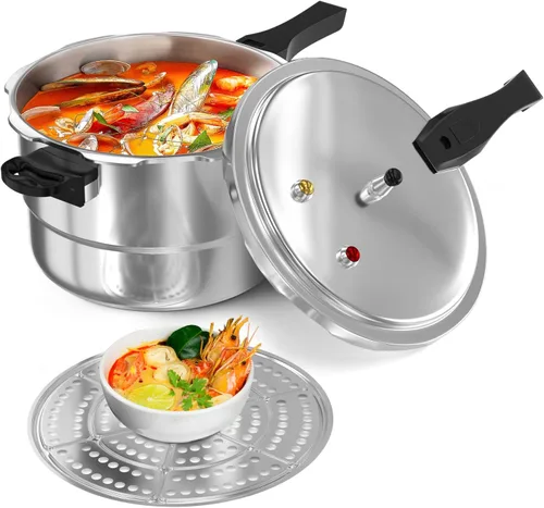 Vista 9 de WantJoin Olla a presión de aluminio de 4 cuartos con válvula de liberación y múltiples dispositivos de protección, recipiente a presión compatible