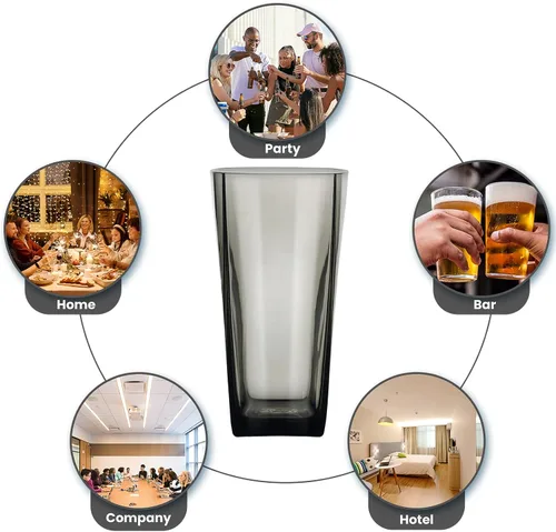 Vista 9 de Top-spring Vaso de agua de plástico reutilizable de 20 onzas, vasos transparentes inastillables, sin BPA, juego de 6 (20 onzas, gris)