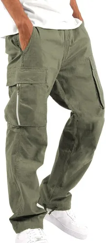 Pantalones de carga para hombre, pantalones de cuerda de pie sólidos casuales con múltiples bolsillos, pantalones tejidos para deportes de calle,