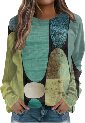 Sudadera para mujer, casual, con estampado de garfia, manga larga, cuello redondo, linda, holgada, sin botones