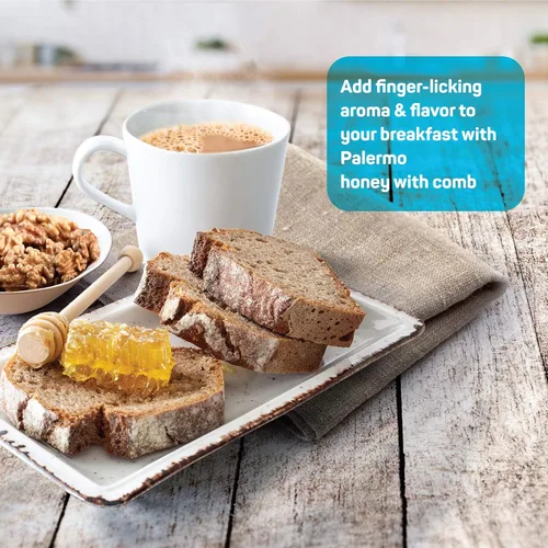 Vista 4 de Papa Palermo Panal de Miel 100% Comestible, Completamente Natural, Panal Crudo Gourmet, Sin Aditivos, Sin Conservantes - 14 onzas