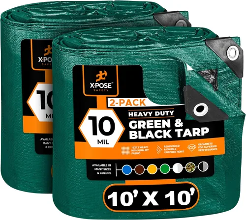 Vista 45 de Lona de polietileno resistente – 6 x 8 pies – 0.394 in de grosor impermeable, cubierta protectora de bloqueo UV – reversible plata y negro