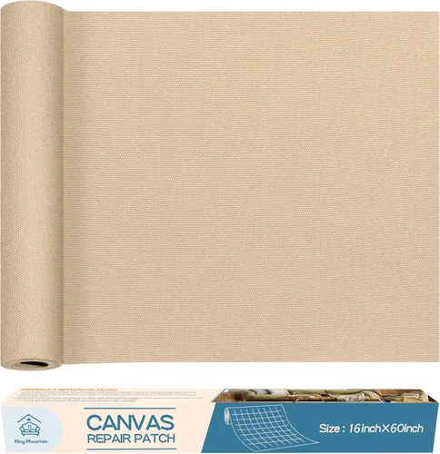 Vista 72 de KING MOUNTAIN Parche de reparación de lona de 9 x 11 pulgadas, 2 piezas, parche de tela impermeable autoadhesivo para sofás, tiendas de campaña