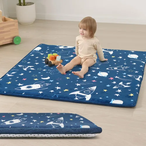 Vista 28 de Alfombra de juego para bebé para piso, 47 x 47 pulgadas (beige)