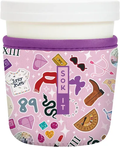 Vista 237 de Sok It IceCreamSok Cubierta de Neopreno Aislante (Floral Abstracto, Pintas de Helado Rectas)