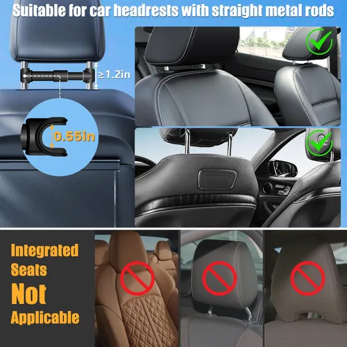 Vista 6 de najiaxiaowu Soporte para Tableta para Coche, Soporte de Reposacabezas para iPad para iPad/Teléfonos de 5.5-18.4 Pulgadas, Soporte para Tableta