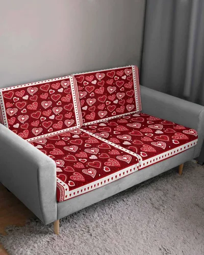 Vista 3 de Fundas de cojín elásticas rojas para sofá de San Valentín, seccional, individual, en forma de L, con parte inferior elástica, funda protectora