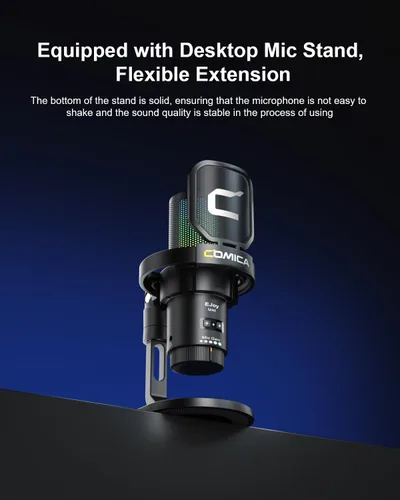 Vista 8 de COMICA Ejoy Uni PRO (D) Micrófono inalámbrico USB para PC, micrófono de transmisión de juegos con reducción de ruido de un solo clic, luces RGB