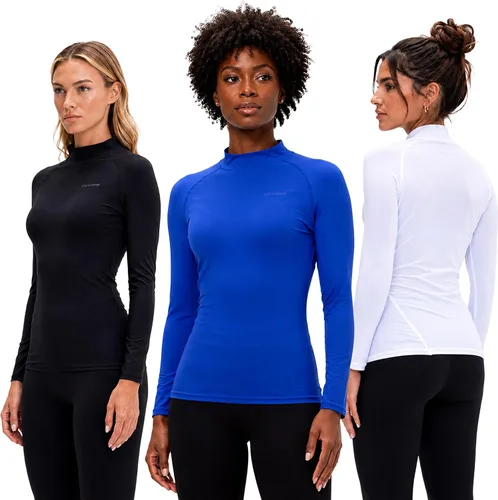 Vista 10 de DEVOPS Paquete de 3 camisetas de compresión de manga larga con cuello alto (3 unidades) Negro/Negro/Negro