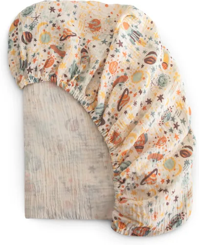 Vista 15 de mushie Sábana bajera ajustable de muselina extra suave para cuna, 192 hilos, 28 x 52 pulgadas (azul bebé)