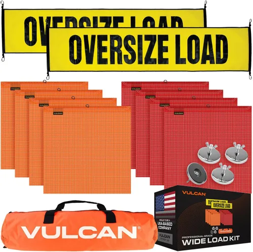 Vista 2 de Kit de Señales de Carga de Sobredimensionamiento, Banderas y Imanes VULCAN - Incluye 1 Señal de Carga de Sobredimensionamiento de Aluminio, 2