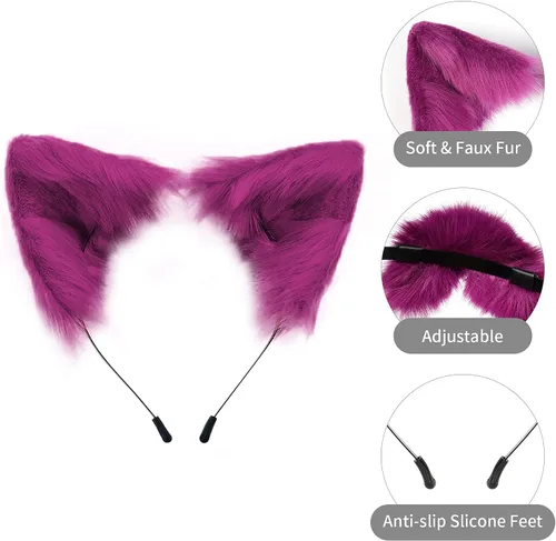 Vista 3 de Accesorio de disfraz hecho a mano con orejas de gato, para Halloween, Navidad, cosplay, fiesta