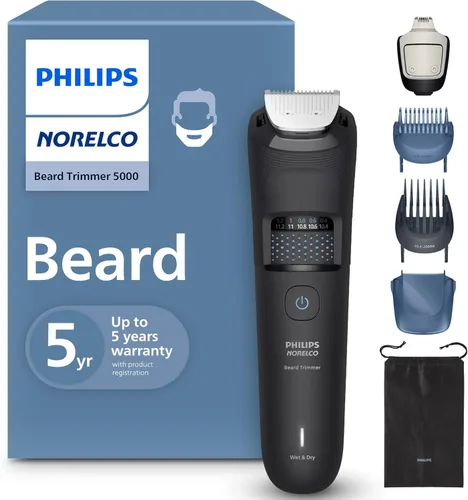 Vista 15 de Norelco Philips BT5511/49 - Cortadora de barba y cortapelos serie 5500, eléctrica, inalámbrica, de una pasada, con función lavable para una fácil
