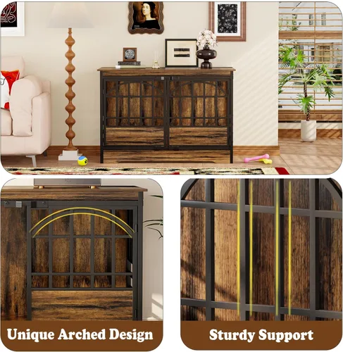 Vista 6 de COZPAW Mueble de jaula para perros de 52 pulgadas, perrera extragrande para interiores para razas extragrandes, jaula resistente con puertas