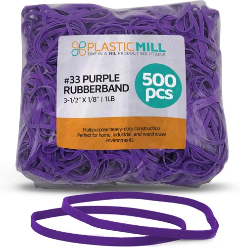 Vista 8 de Gomas de goma PlasticMill - Tamaño #33 - Gomas de color argyle púrpura - 1LB/500