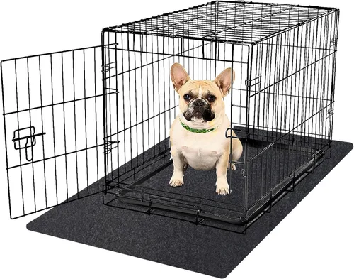 Vista 10 de Almohadilla para jaula de perro, absorbe la orina, impermeable, antideslizante, lavable, almohadilla para entrenamiento de perrera - debajo