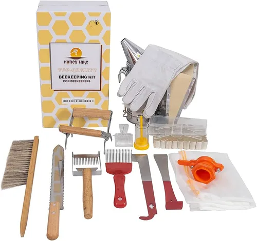 Honey Lake Suministros de apicultura Kit de iniciación para ahumadores de abejas, 16 piezas, kit de iniciación de mantenimiento de abejas, todo para
