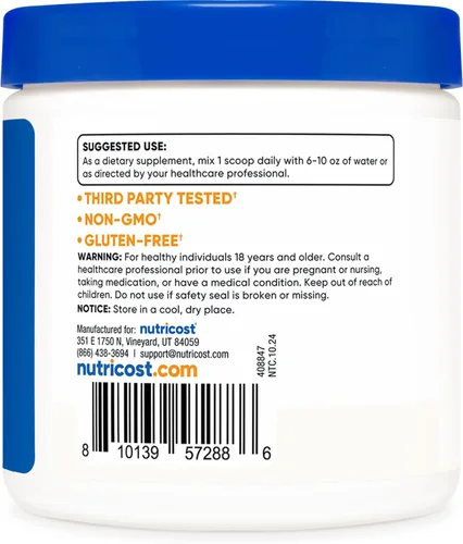 Vista 4 de Nutricost Polvo puro de N-acetil L-tirosina (NALT) 3.53 oz