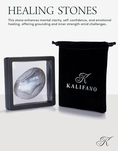 Vista 2 de KALIFANO Palm Stone with Healing & Calming Effects - AAA+ Grade High Energy Worry Stone with Information Card - Reiki Crystal Used for Courage