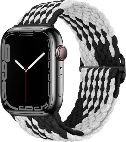 Vista 35 de Qimela - Correa elástica Solo Loop compatible con Apple Watch de 49 mm, 46 mm, 45 mm, 44 mm, 42 mm, 41 mm, 40 mm y 38 mm, correa trenzada