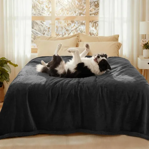 Vista 32 de Luciphia Manta impermeable para perro, lavable, reversible, de forro polar, sherpa, para cama, sofá, suave, a prueba de líquidos, a prueba de orina