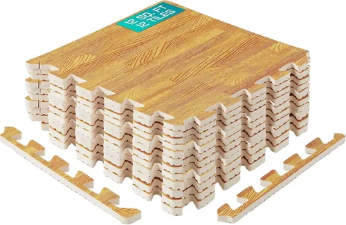 Yes4All Alfombrillas Entrelazadas de EVA, Baldosas de Suelo tipo Rompecabezas, Acolchado de Suelo de Espuma con Borde para Muebles, Espacio del