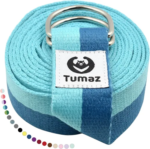 Vista 10 de Tumaz Yoga Strap/Stretch Bands [15+ Colors, 6/8/10 Feet Options] with Extra Safe Adjustable D-Ring Buckle, Durable and Comfy Delicate Texture - Best