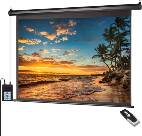 Pantalla de proyector motorizada de 100 pulgadas 16:9 HD en diagonal para interiores y exteriores, pantalla de cine con control remoto para cine