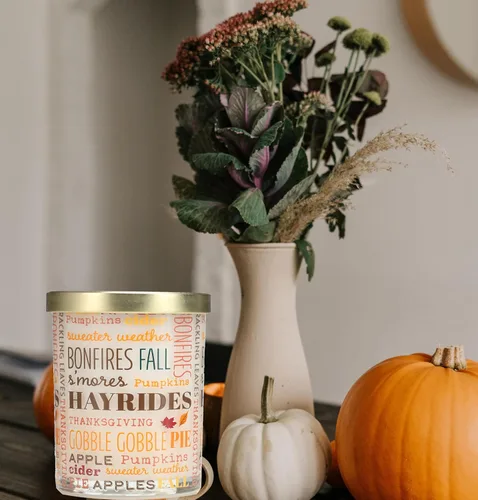 Vista 7 de Vela perfumada de otoño, vela perfumada de calabaza de otoño de 10 onzas, velas en tarro de cera de soja, vela premium para el hogar