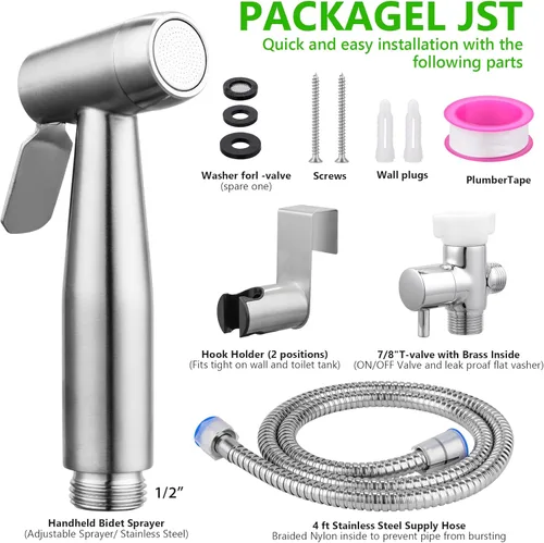 Vista 2 de Kit de spray de bidé de mano multifuncional, adecuado para lavado de mujeres, limpieza de pañales, lavado de bebés, ducha de mascotas, etc. - Fácil