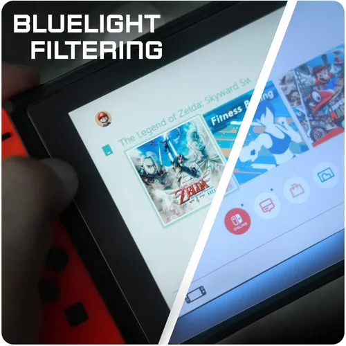 Vista 2 de magglass Protector de pantalla de luz azul para Nintendo Switch OLED, vidrio templado antibloqueo de luz azul para reducir la fatiga ocular