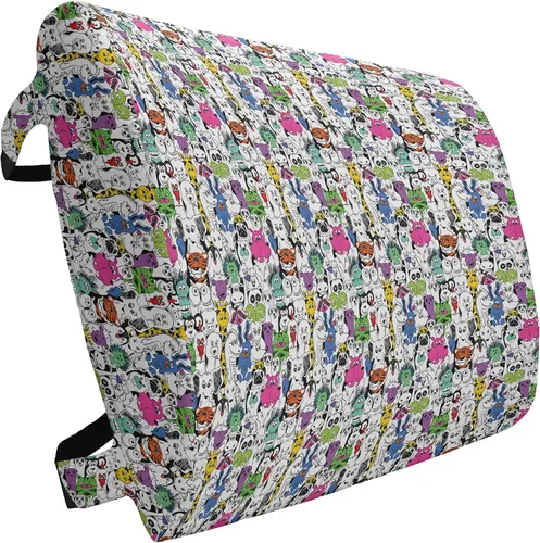 Vista 100 de Lunarable Almohada lumbar de color marfil, imagen rectangular conectada con lunares y líneas llamativas, espuma de alta densidad para sillas de Beige