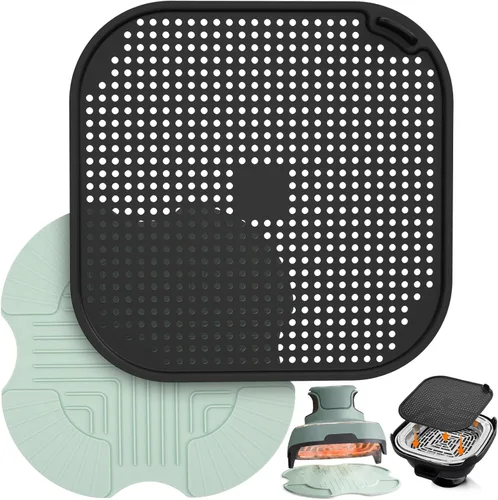 Vista 9 de 2 Piezas Salvamanteles de Silicona para Freidora de Aire y Protector contra Salpicaduras para Ninja Crispi, Alfombrilla Resistente al Calor
