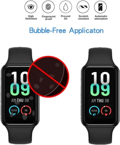 Vista 2 de [3 piezas] Protector de pantalla compatible con Amazfit Band 7, cobertura de pantalla completa 3D, borde curvado, película protectora PAMA