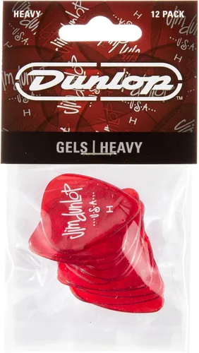 Vista 4 de Púas de guitarra pesadas Jim Dunlop Gels - Paquete de 12 Rojo