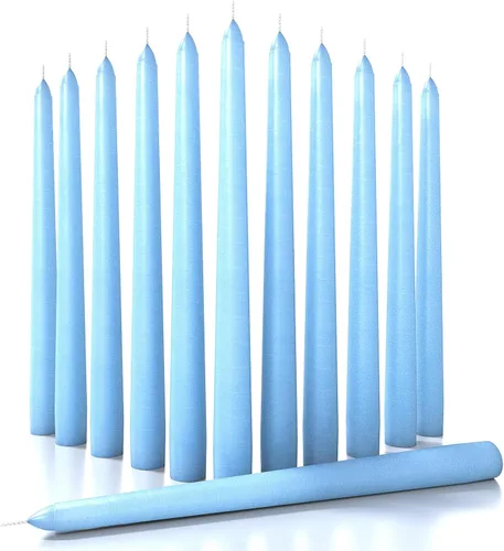 Vista 8 de CANDWAX Velas cónicas de 8 pulgadas, juego de 12 velas sin goteo, color azul oscuro