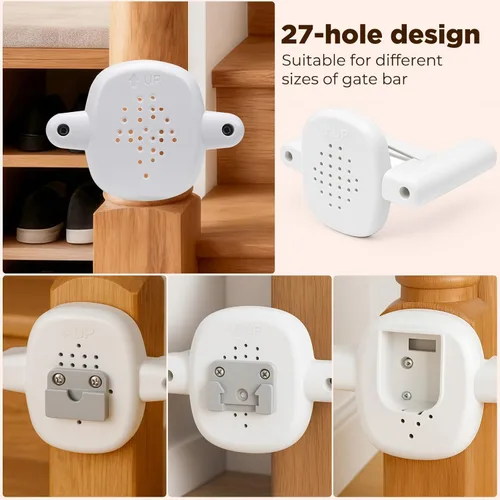 Vista 6 de 2 adaptadores de barandilla para puerta de bebé, kit de montaje para puerta de bebé, sin agujeros, funciona con puertas retráctiles/de malla/hierro