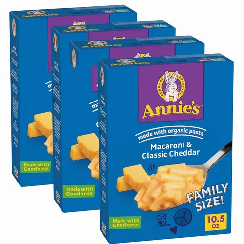 Vista 11 de Annie's Macarrones y Cheddar clásico con pasta orgánica, hechos con queso real, acompañamiento de cena o aperitivo, 6 onzas