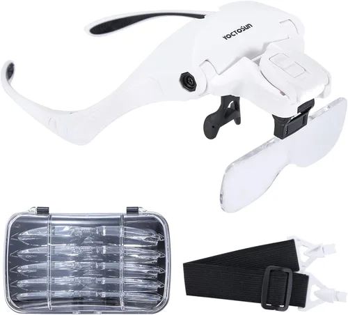 Vista 11 de YOCTOSUN Lupa Montable para Cabeza con 2 LED, Lupa Profesional de Joyero con Soporte de Luz y Diadema Intercambiables