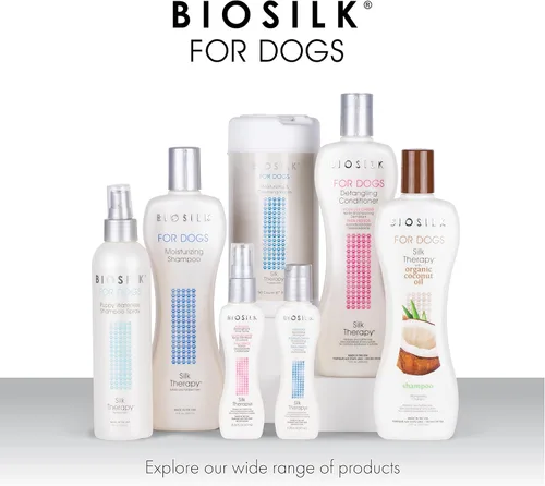 Vista 6 de BioSilk Silk Therapy - Champú blanqueador para perros – Champú de aseo e iluminador seguro para mascotas para un pelaje blanco brillante – Lavado
