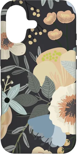 Vista 32 de Boho Wildflower Garden Botanical Floral Pattern (Black) Case for iPhone 16