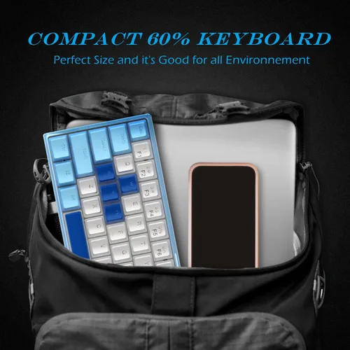 Vista 5 de Womier WK61 - Teclado mecánico 60%, teclado RGB ultra compacto intercambiable en caliente con tapa de teclas, interruptor rojo lineal, controlador