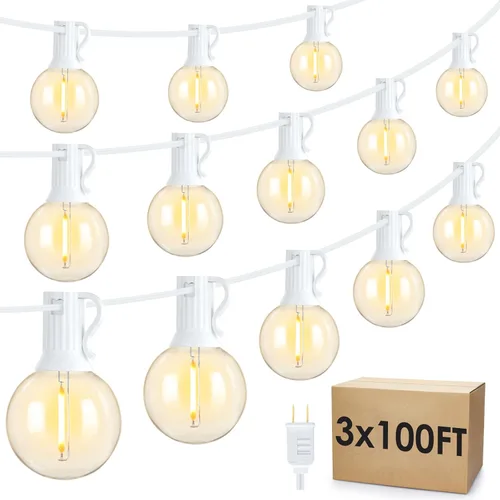 Vista 13 de Mlambert Luces de Cadena LED para Exteriores de 200 Pies (2x100 Pies) Impermeables Regulables G40 Luces Globo para Patio con 100+5 Bombillas
