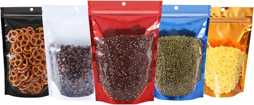 Paquete de 100 bolsas Mylar a prueba de olores, bolsas de aluminio resellables con ventana transparente y agujero para colgar, bolsas reutilizables